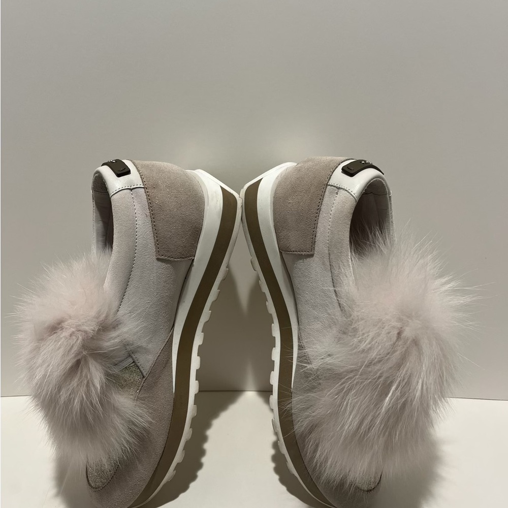 Peserico Gray Suede Faux Fur-Trimmed Chunky Sneakers (41, US 11 - RUNS SMALL) - Picture 8 of 14